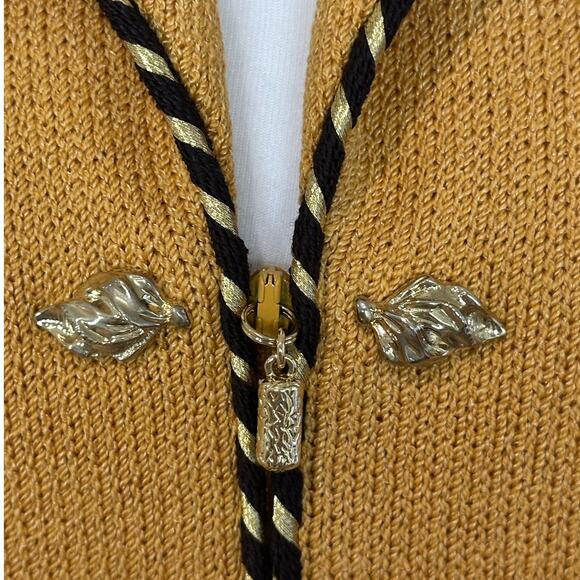 St. John Yellow Golden Leaf Metallic Trim Zip Up Santana Knit Blazer I 8 - Picture 4 of 10